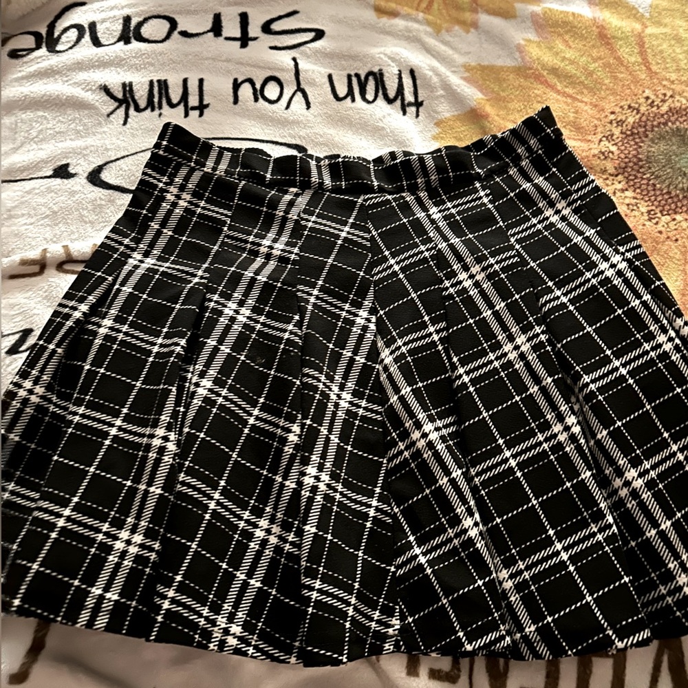 shein plaid skirt size large